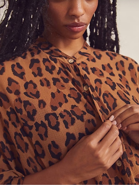 Free People Intimately FP Leopard Print Wake Up Flowing Tunic Shirt Brown XS - Picture 5 of 11